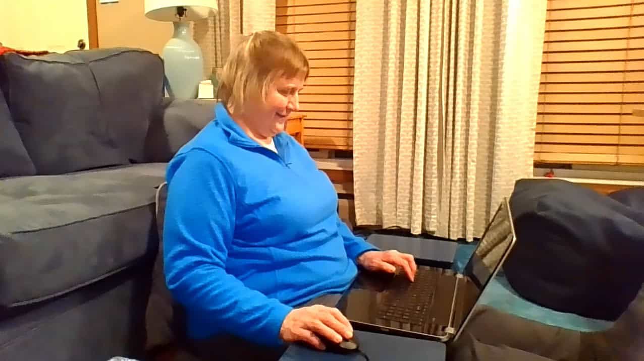 Work from home set-up on the floor