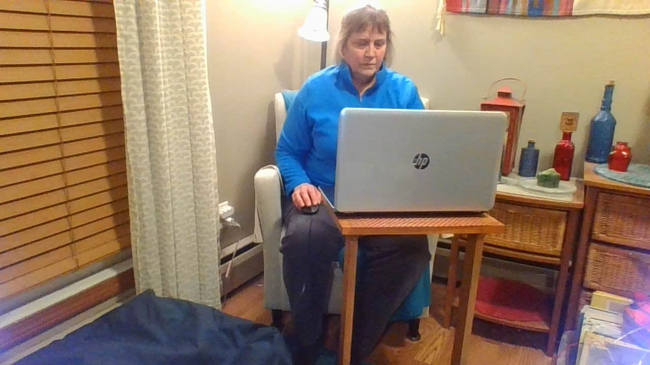 Work from home set-up utilizing a chair